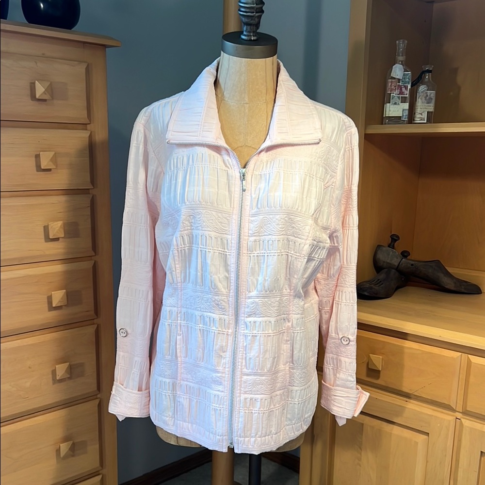 Christopher & Banks Pink Utility Jacket with Collared Neckline